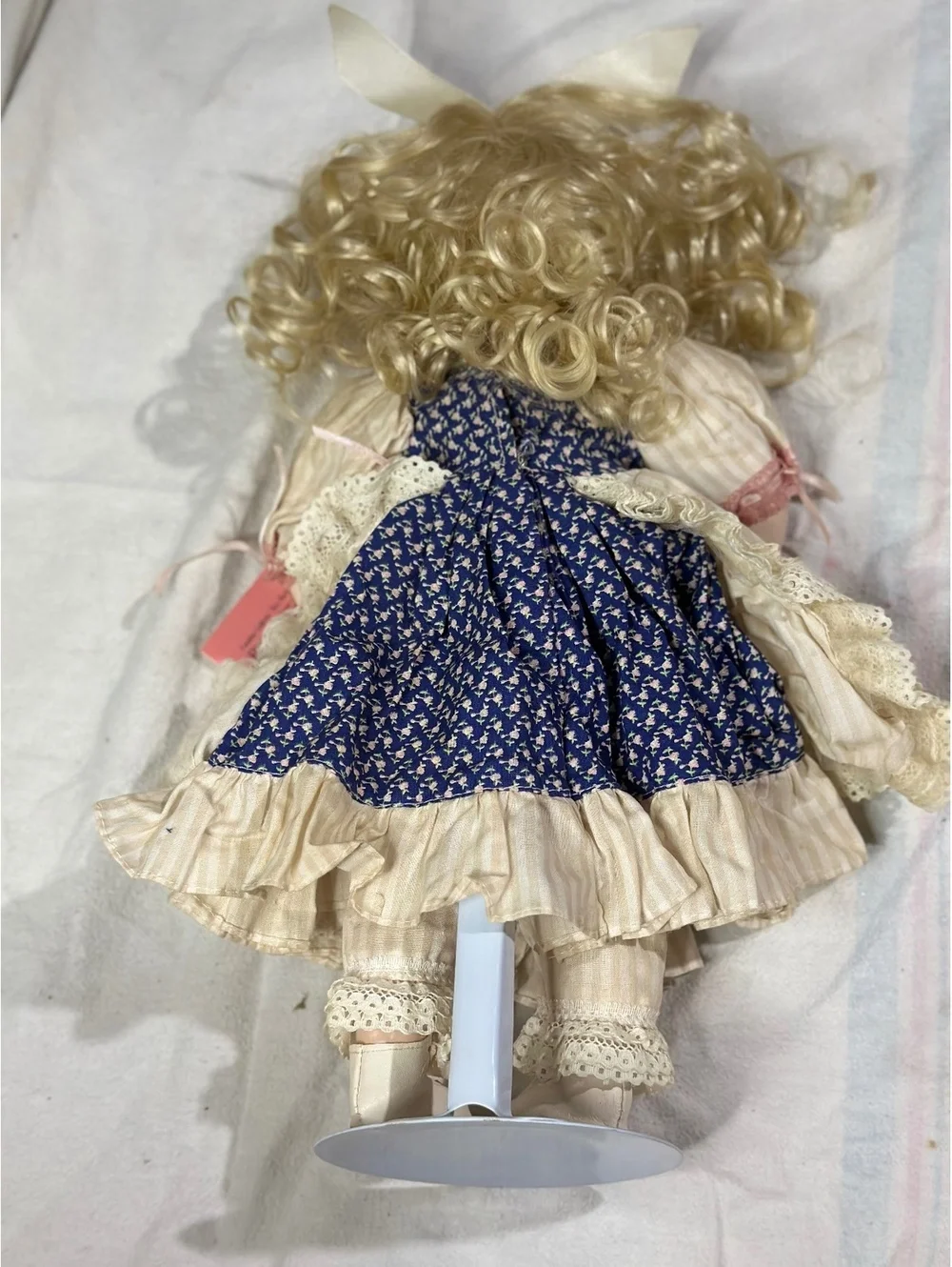 1992 Paradise Galleries Porcelain Doll with Blonde Hair and Blue Dress